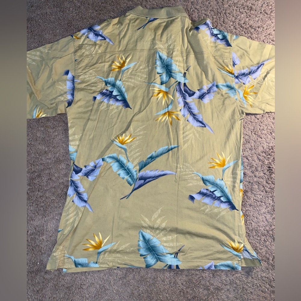 Tommy Bahama Original Island Size Large Polo Floral Cotton Beach Tree Dad Shirt - Picture 7 of 9